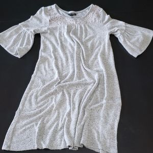 Allison Brittney Small gray cable knit dress With Flare Sleeves And Lace Top [77